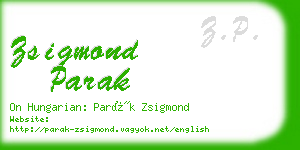 zsigmond parak business card
